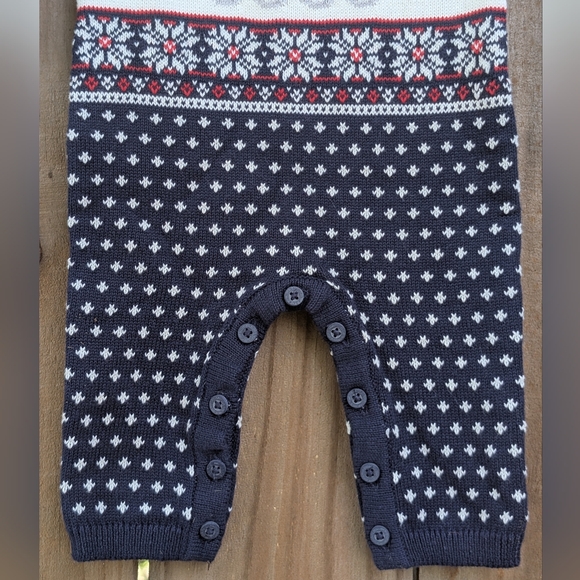 Janie and Jack Baby Boys Navy Blue Holiday Train One Piece Knit Jumpsuit - Picture 4 of 11